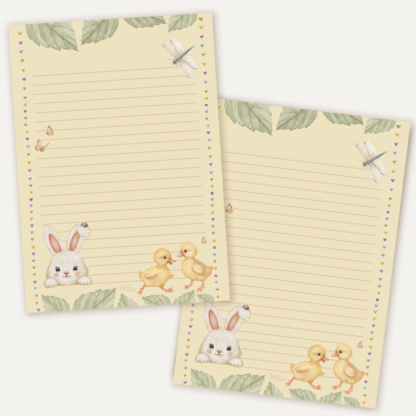 Briefpapier A5 lente konijn en eendjes