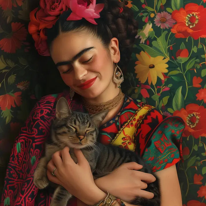 Frida Kahlo met kat