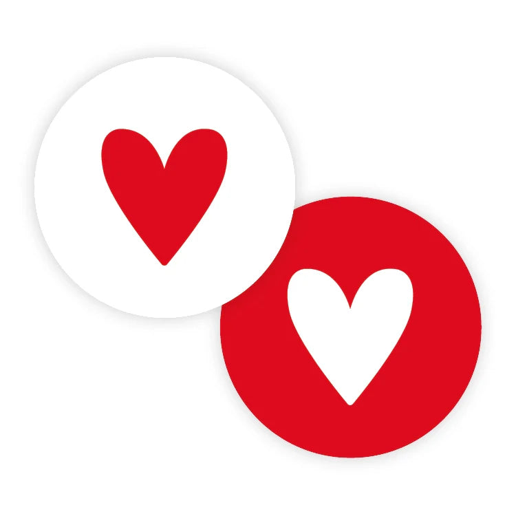 Cadeaustickers | Hartje rood/ wit 5 stuks
