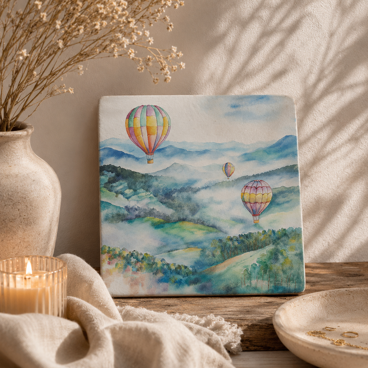 Hot Air Balloons – natuurstenen decoratieve tegel
