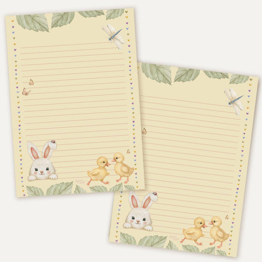 Briefpapier A5 lente konijn en eendjes
