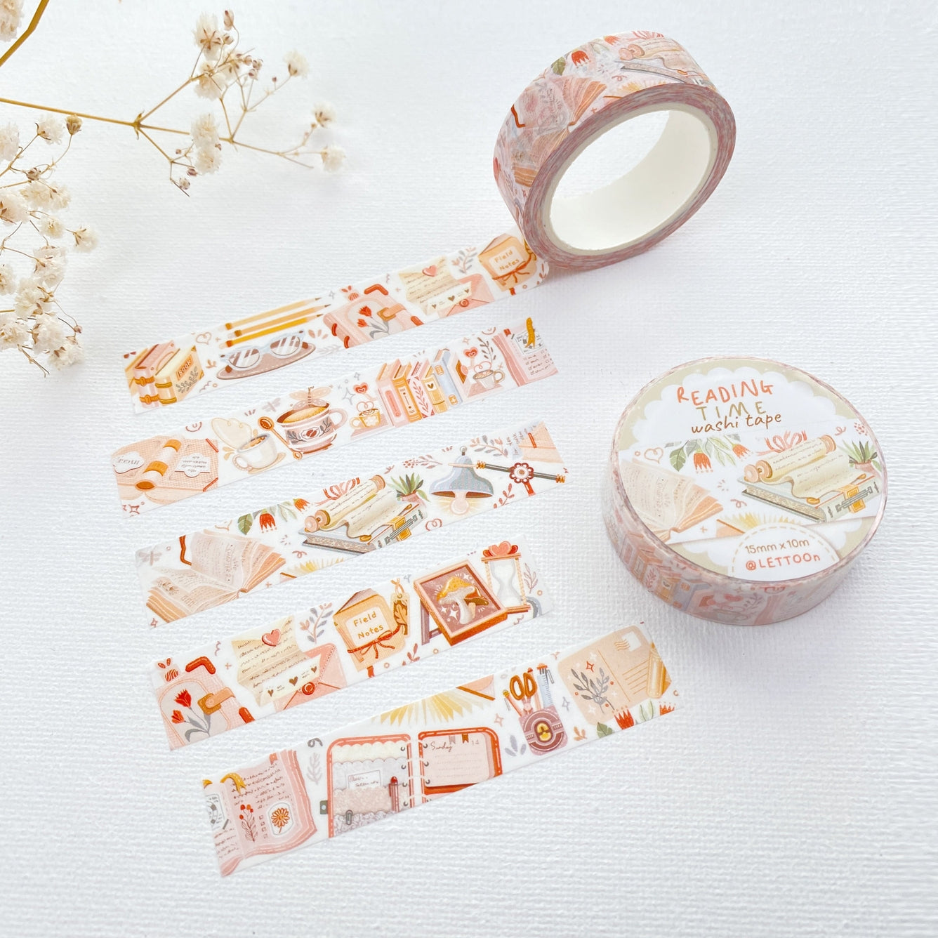 Leestijd Washi Tape – Boeken, Bloemen en Planten voor Creatieve Planners