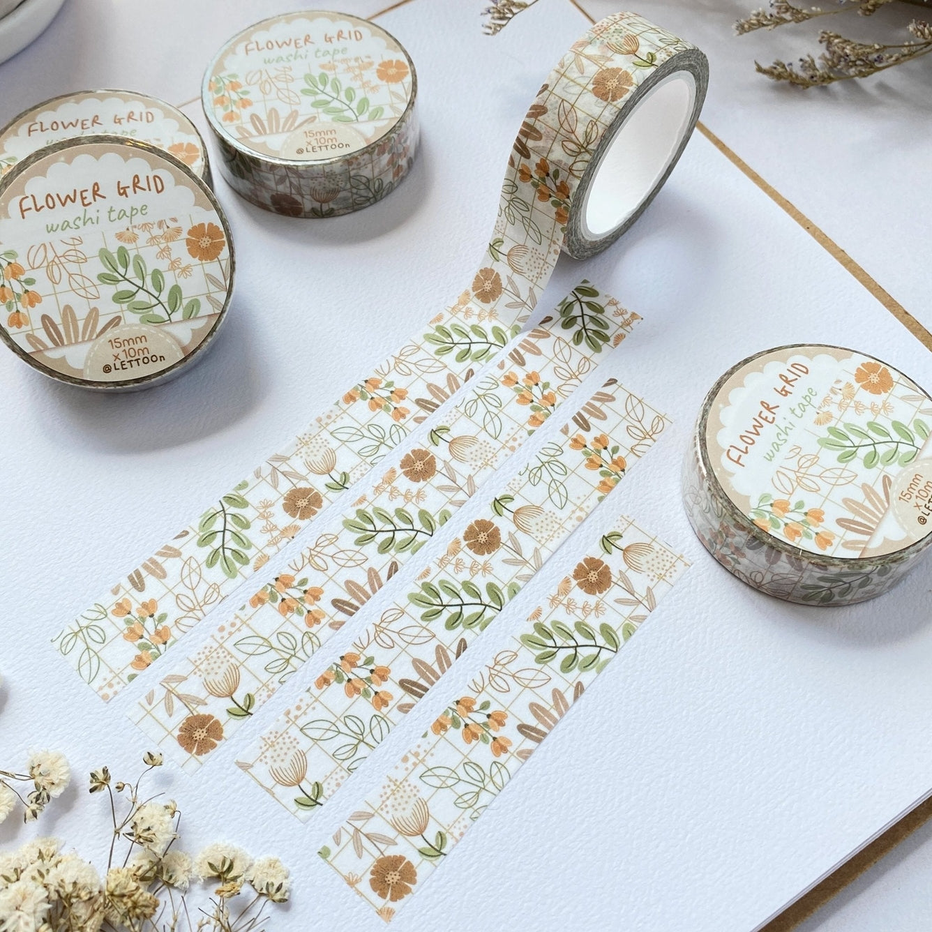 Flower Grid Washi Tape – Voor Natuurliefhebbers & Creatieve Planners